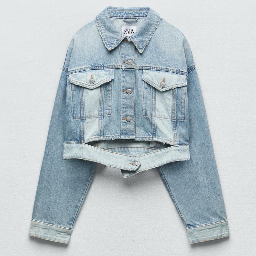 ZARA CUT OUT BUTTON DENIM JACKET! WORN 1X!
